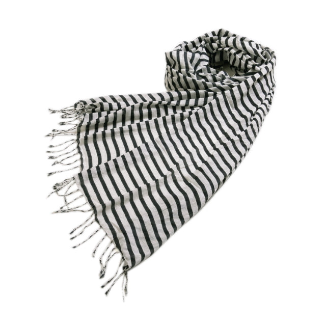 [Outlet!] GLEN PRINCE Border Cotton Stole No.6 Black