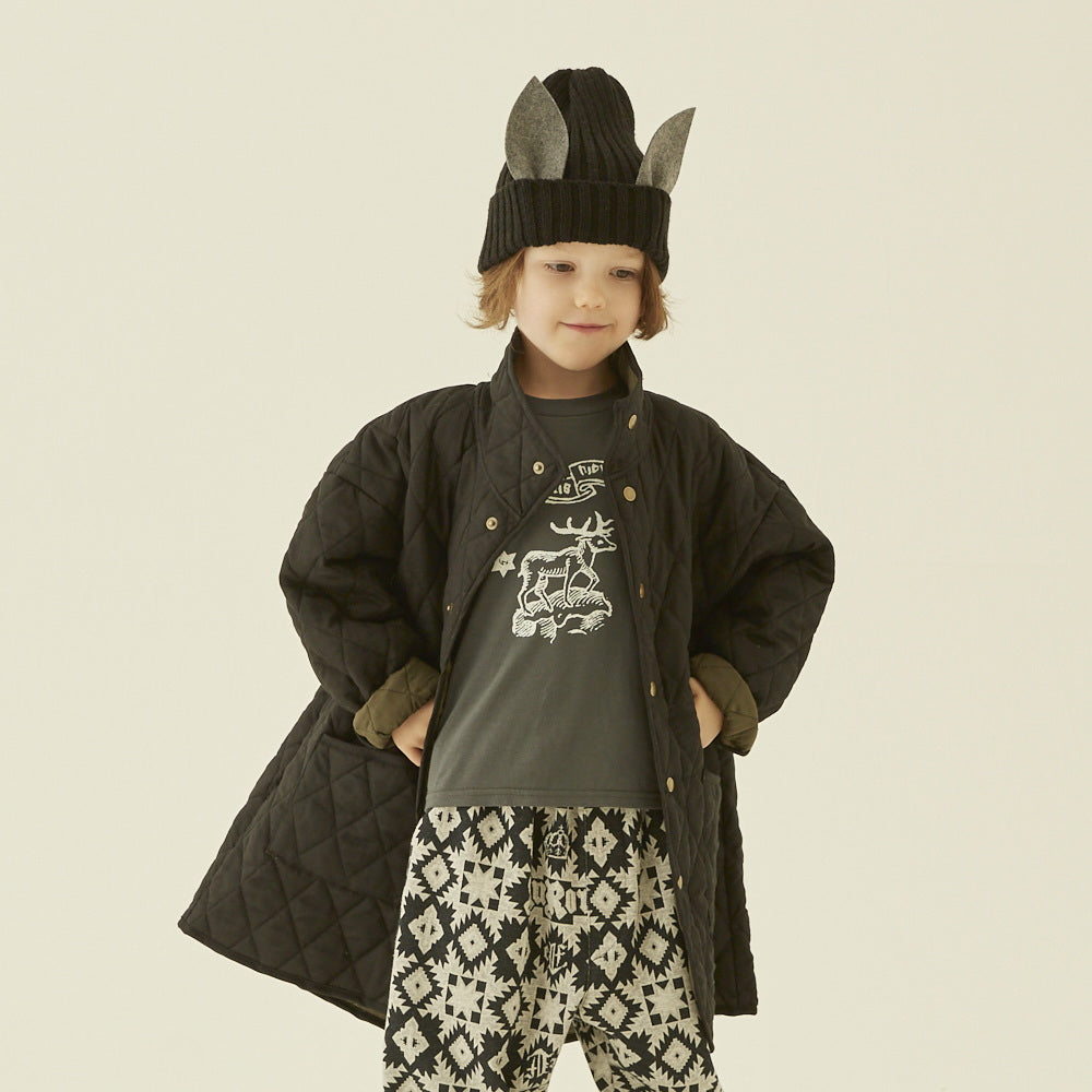 eLfinFolk Cotton lawn Quilt Coat black