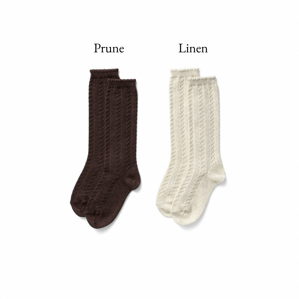 Soor Ploom Frond Knee Sock Single Pair - Linen / Prune