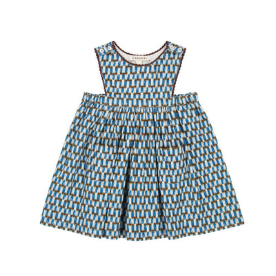 caramel Jupiter Baby Dress BLUE GEO PRINT