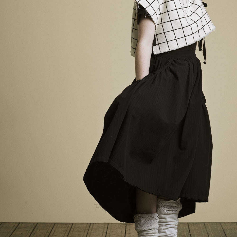[60%OFF!]Little Creative Factory Crushed Cotton Skirt Black