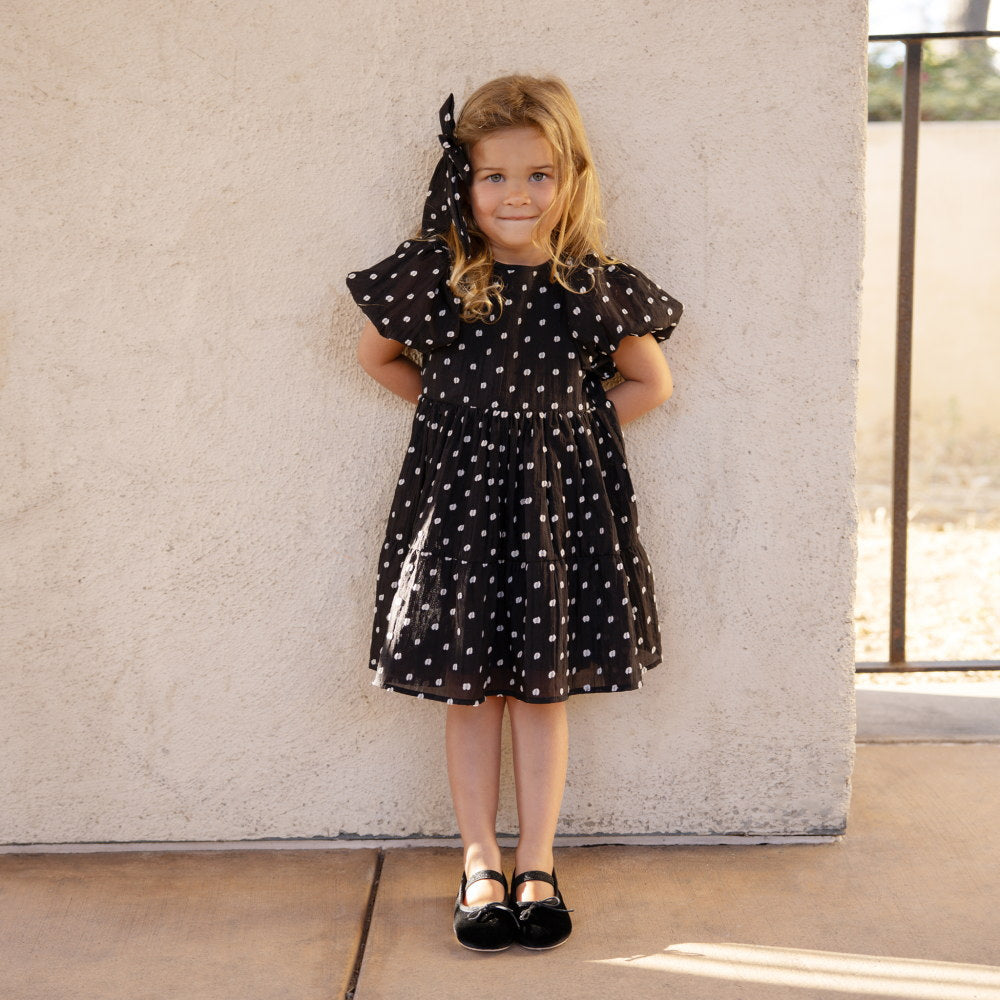 NORALEE Chloe Dress Black & Ivory Dot