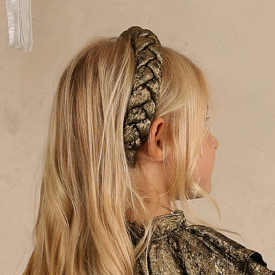 NORALEE Metallic Braided Headband Gold