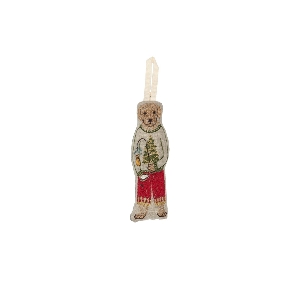 Coral & Tusk Dog with Gifts Ornament