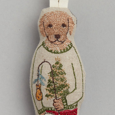 Coral & Tusk Dog with Gifts Ornament