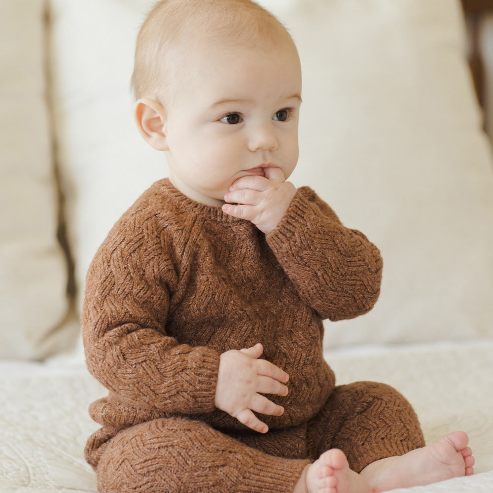 QUINCY MAE Knit Sweater Heathered Cedar