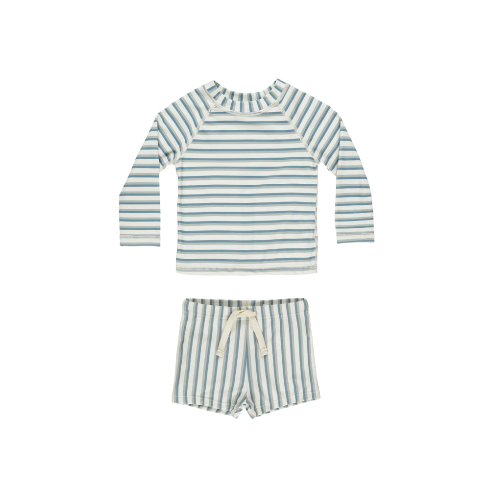 Rylee & Cru Rash guard Boy Set Seafoam Stripe