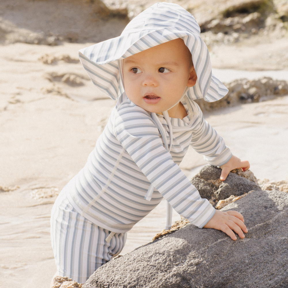 Rylee & Cru Rash guard Boy Set Seafoam Stripe