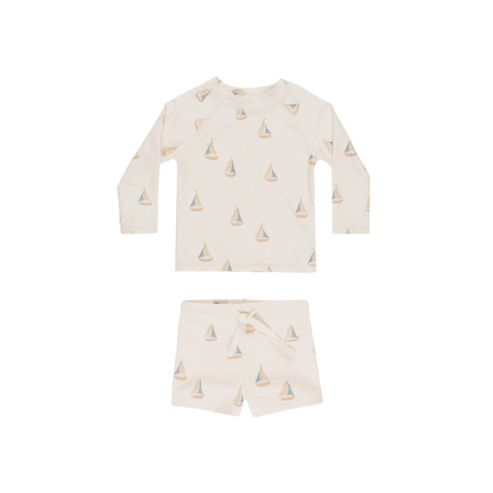 Rylee & Cru Rash guard Boy Set Sailboats