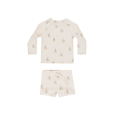 Rylee & Cru Rash guard Boy Set Sailboats