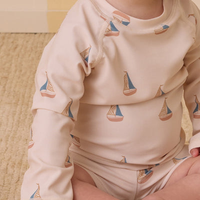 Rylee & Cru Rash guard Boy Set Sailboats