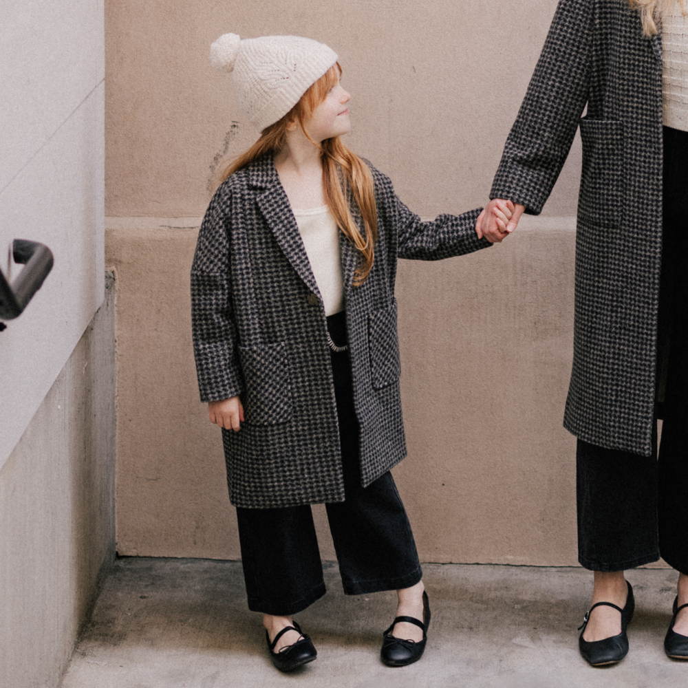 Rylee&Cru Longline Coat Micro Check