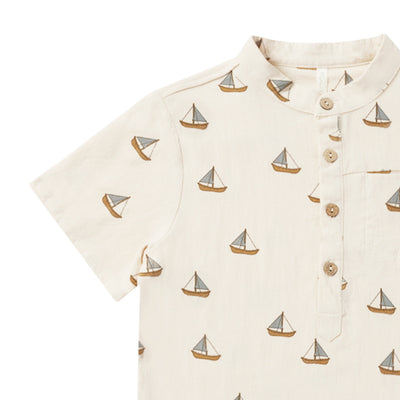 Rylee & Cru Short Sleeve Mason Shirt Sailboats