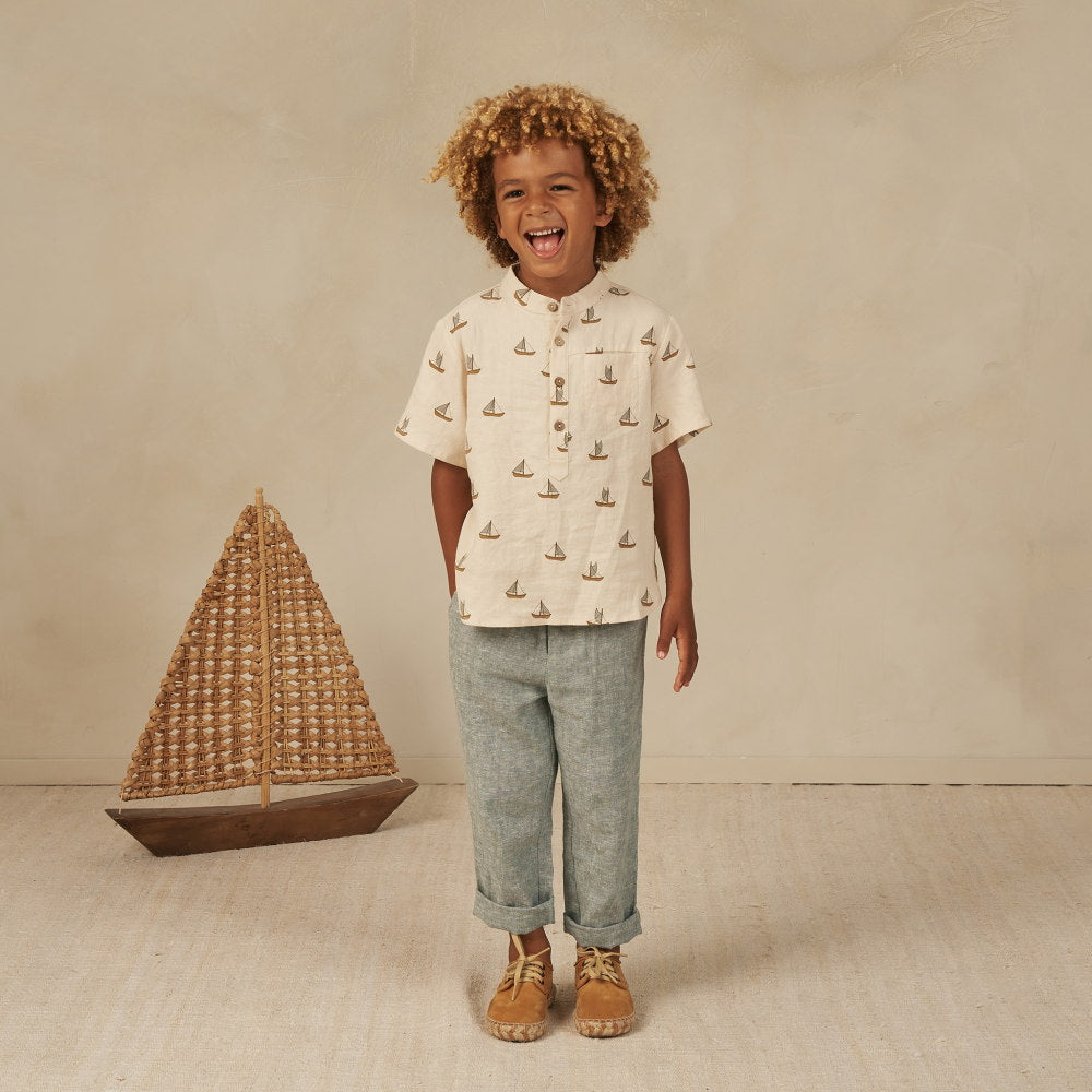 Rylee & Cru Short Sleeve Mason Shirt Sailboats