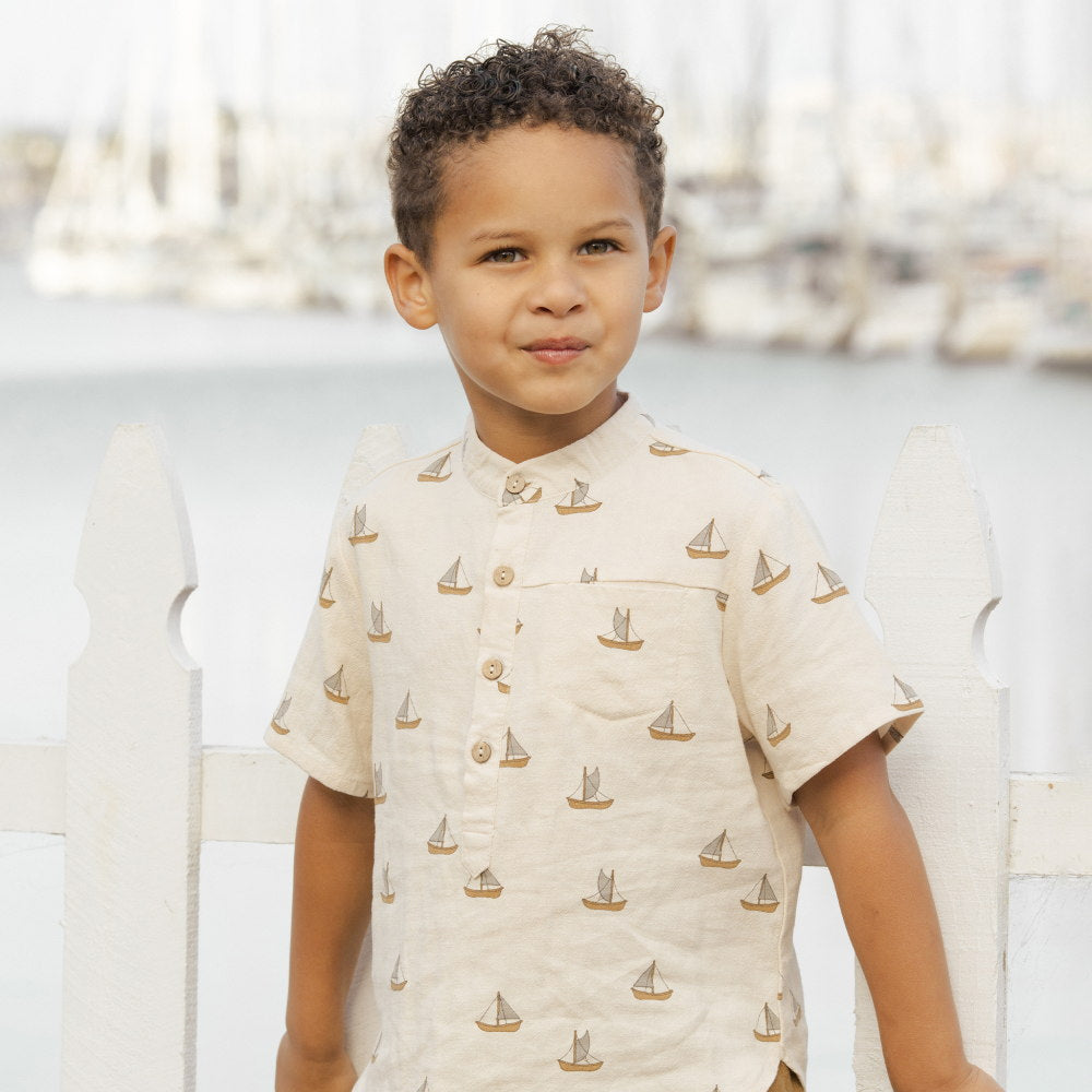 Rylee & Cru Short Sleeve Mason Shirt Sailboats