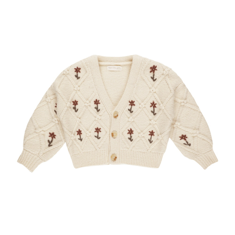 Rylee & Cru Boxy Cardigan Winter Floral Embroid