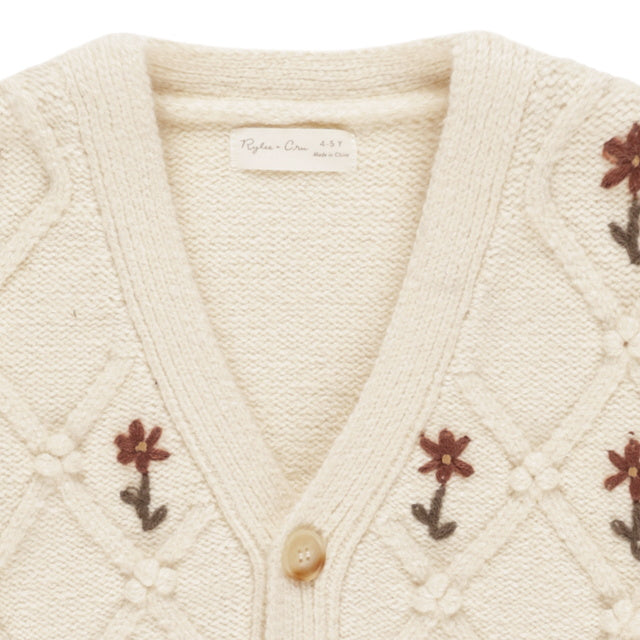 Rylee & Cru Boxy Cardigan Winter Floral Embroid