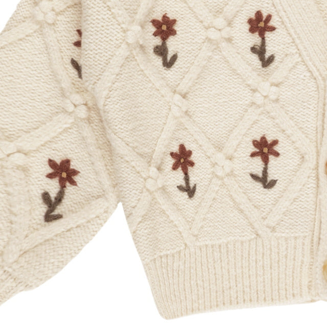 Rylee & Cru Boxy Cardigan Winter Floral Embroid