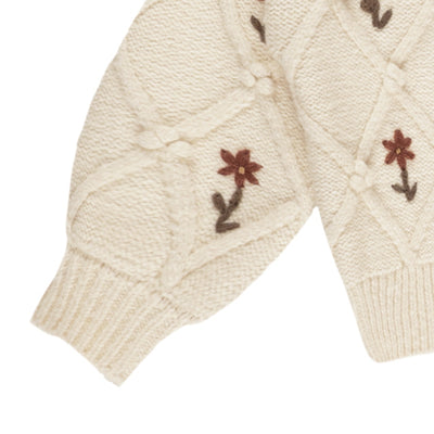 Rylee & Cru Boxy Cardigan Winter Floral Embroid