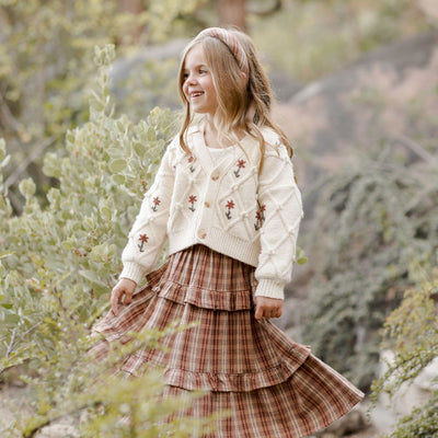 Rylee & Cru Boxy Cardigan Winter Floral Embroid