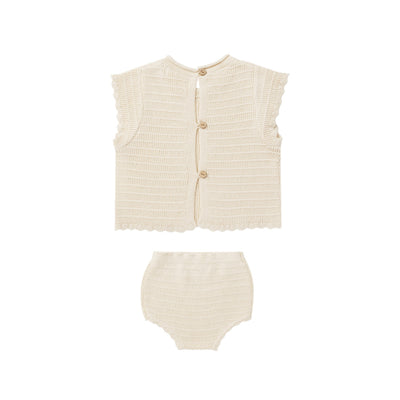 Rylee & Cru Scallop Knit Baby Set Natural