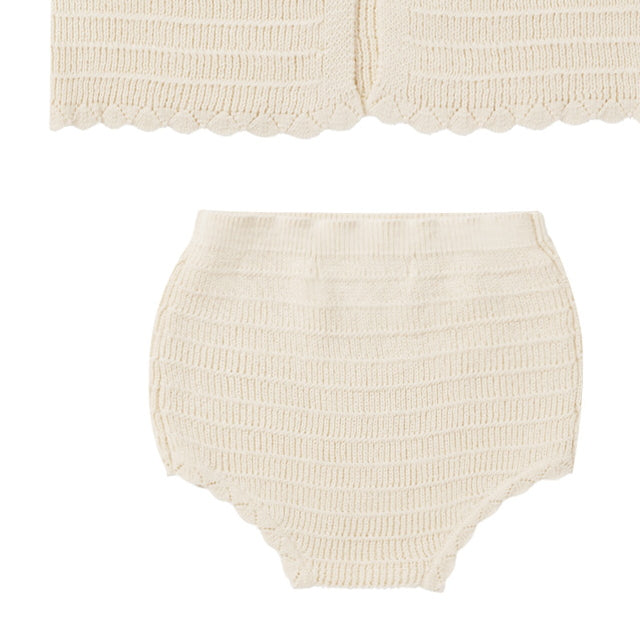 Rylee & Cru Scallop Knit Baby Set Natural