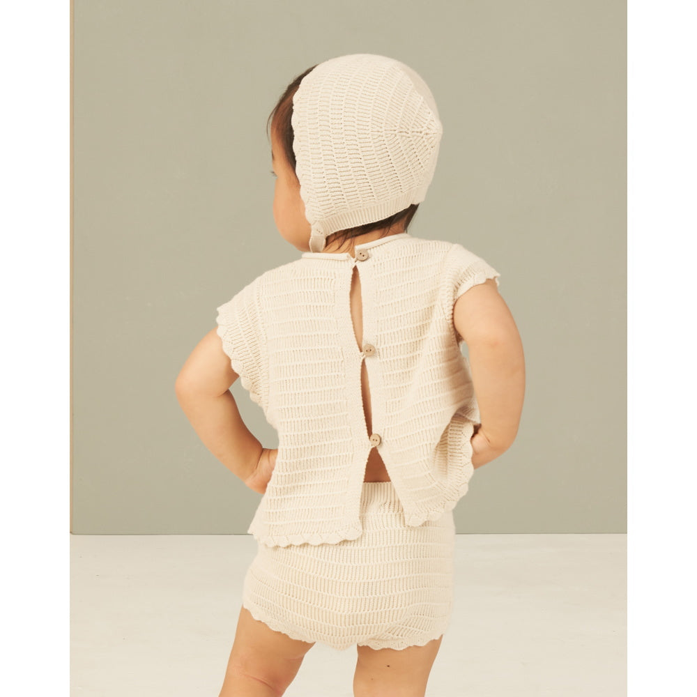 Rylee & Cru Scallop Knit Baby Set Natural