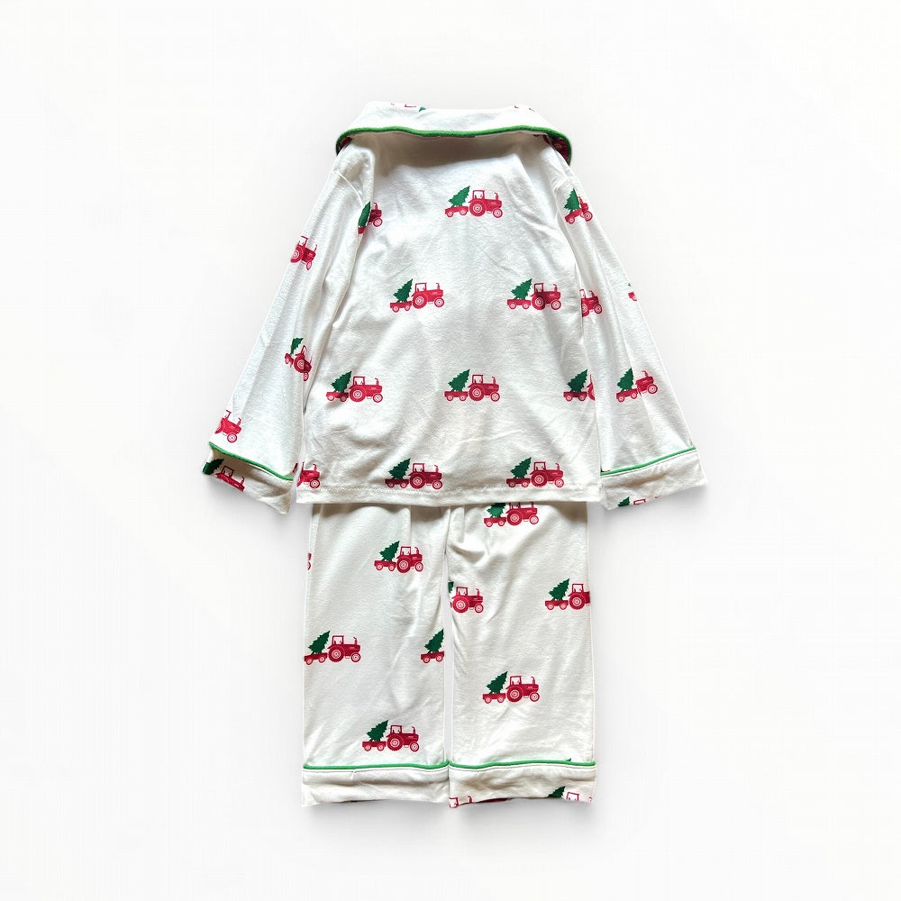 Sugar Bee Button Down Pajamas - Christmas Tractor Holiday