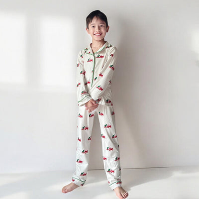 Sugar Bee Button Down Pajamas - Christmas Tractor Holiday