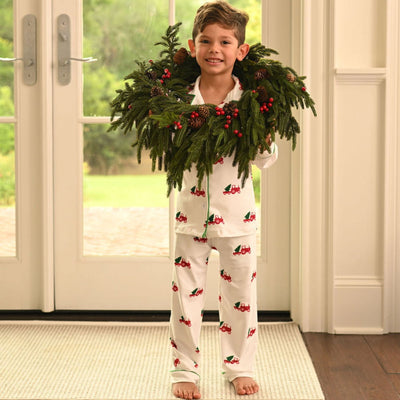 Sugar Bee Button Down Pajamas - Christmas Tractor Holiday