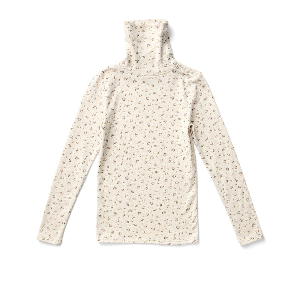 Soor Ploom Long Sleeve Snap Turtleneck - Calico Print PTL, Rosewood