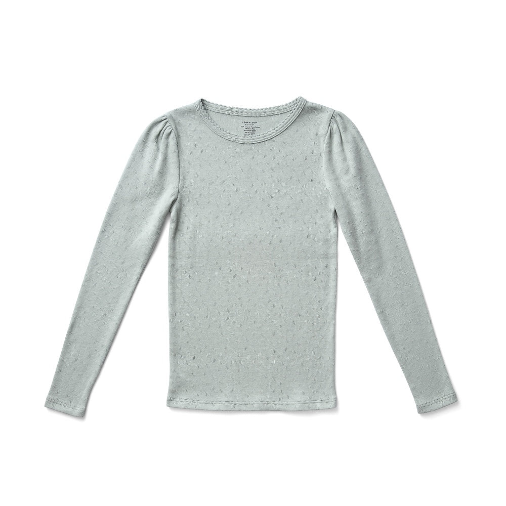 Soor Ploom Long Sleeve Pouf Tee - Oasis Pointelle