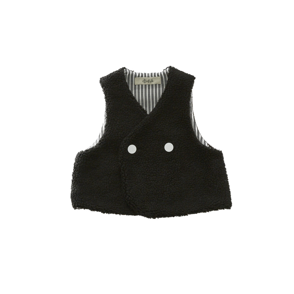 eLfinFolk Sheep boa baby vest -reversible- black