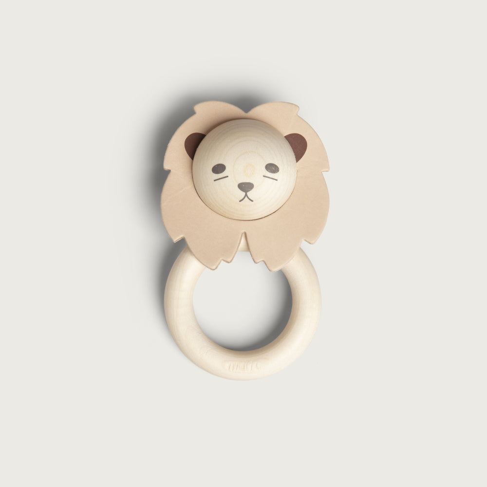 garbo & friends Teether - Wood and leather Lion