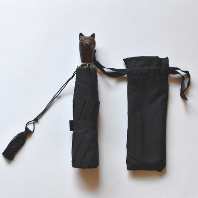 guy de jean Sun and Rain folding umbrella cat noir